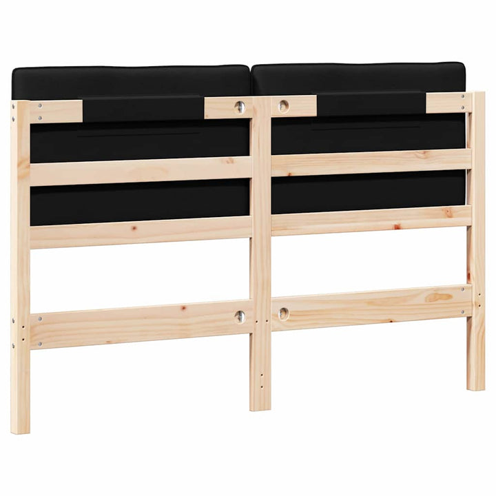 Polstret sengegavl Brun og sort 140 cm Massiv fyrretræ