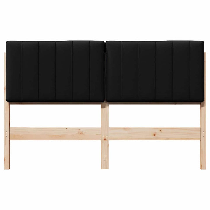Polstret sengegavl Brun og sort 140 cm Massiv fyrretræ