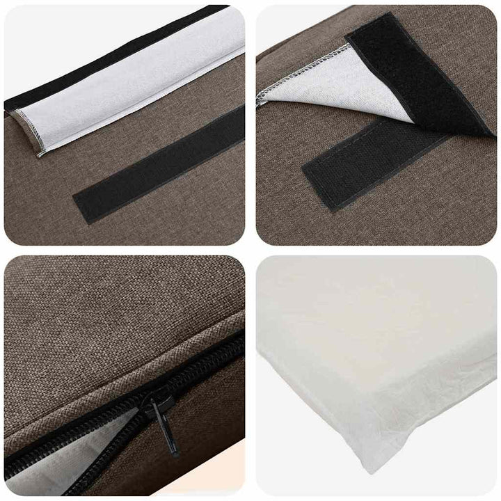 Polstret sengegavl Brun og Taupe 140 cm Massiv fyrretræ