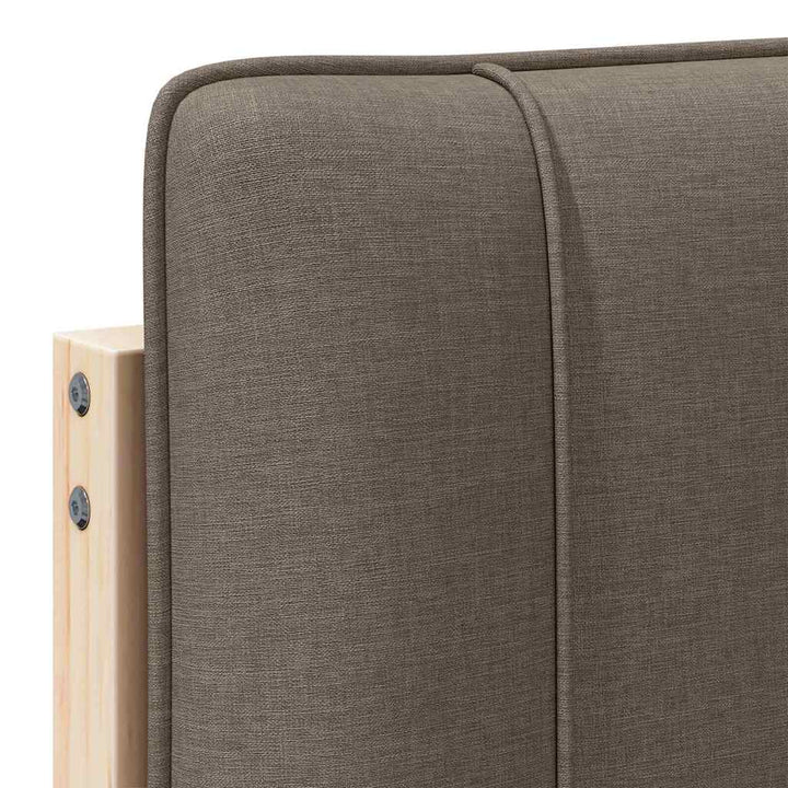 Polstret sengegavl Brun og Taupe 140 cm Massiv fyrretræ