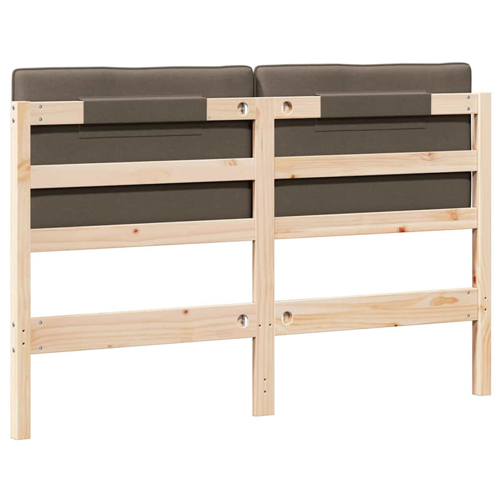 Polstret sengegavl Brun og Taupe 135 cm Massiv fyrretræ