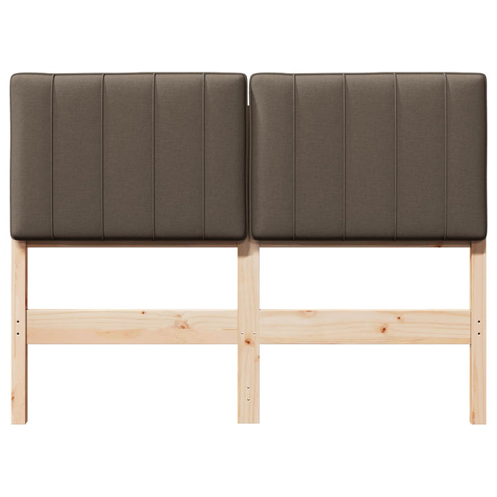 Polstret sengegavl Brun og Taupe 120 cm Massiv fyrretræ