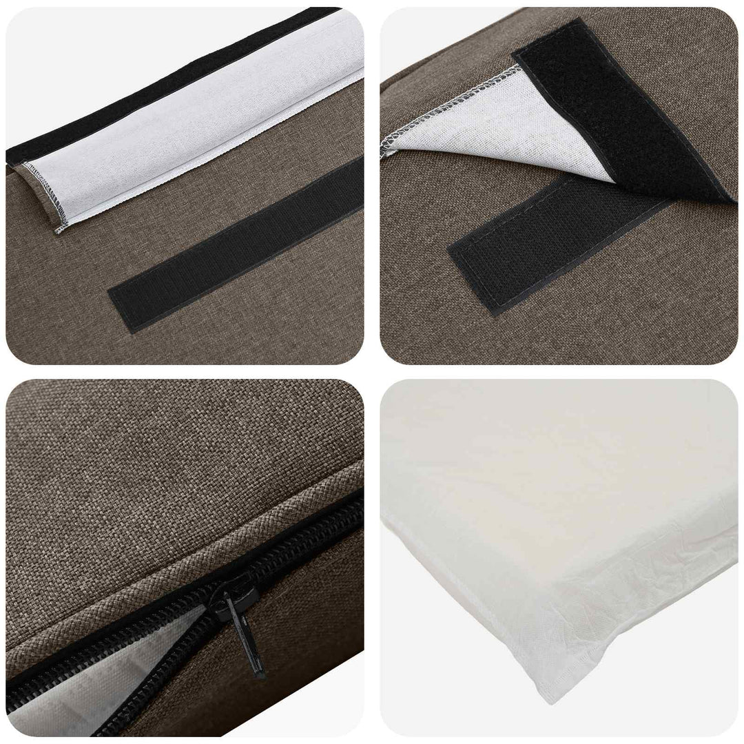Polstret sengegavl Brun og Taupe 100 cm Massiv fyrretræ