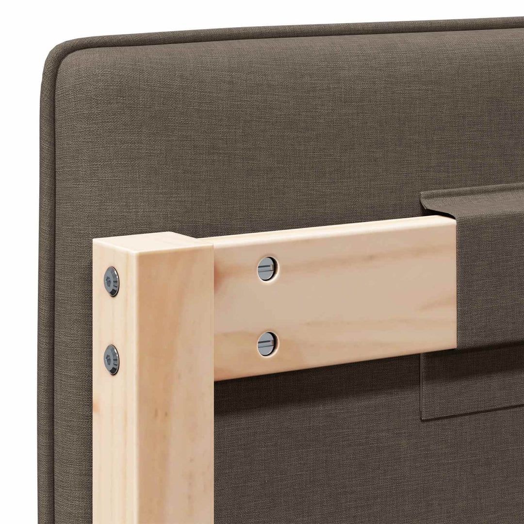 Polstret sengegavl Brun og Taupe 100 cm Massiv fyrretræ