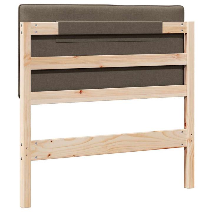 Polstret sengegavl Brun og Taupe 90 cm Massiv fyrretræ