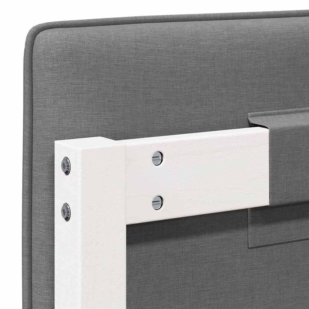 Polstret sengegavl Hvid og Lys Grå 90 cm Massiv fyrretræ