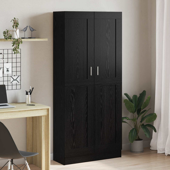 Bogskab Sort eg 82,5 x 30,5 x 185 cm Konstrueret træ