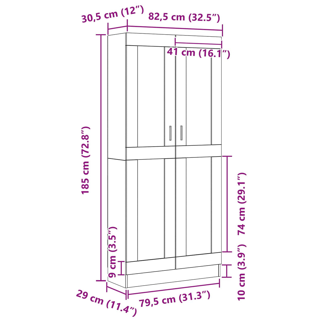 Bogskab 3 niveauer 82,5 x 30,5 x 185 cm Konstrueret træ Sort eg