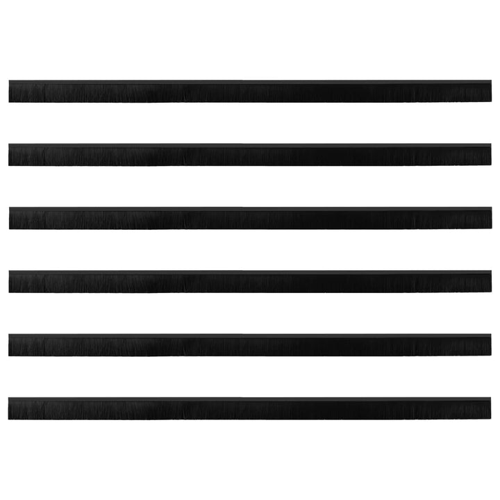 Selvklæbende dørbørstetætninger 6 pcs Sort 100 cm