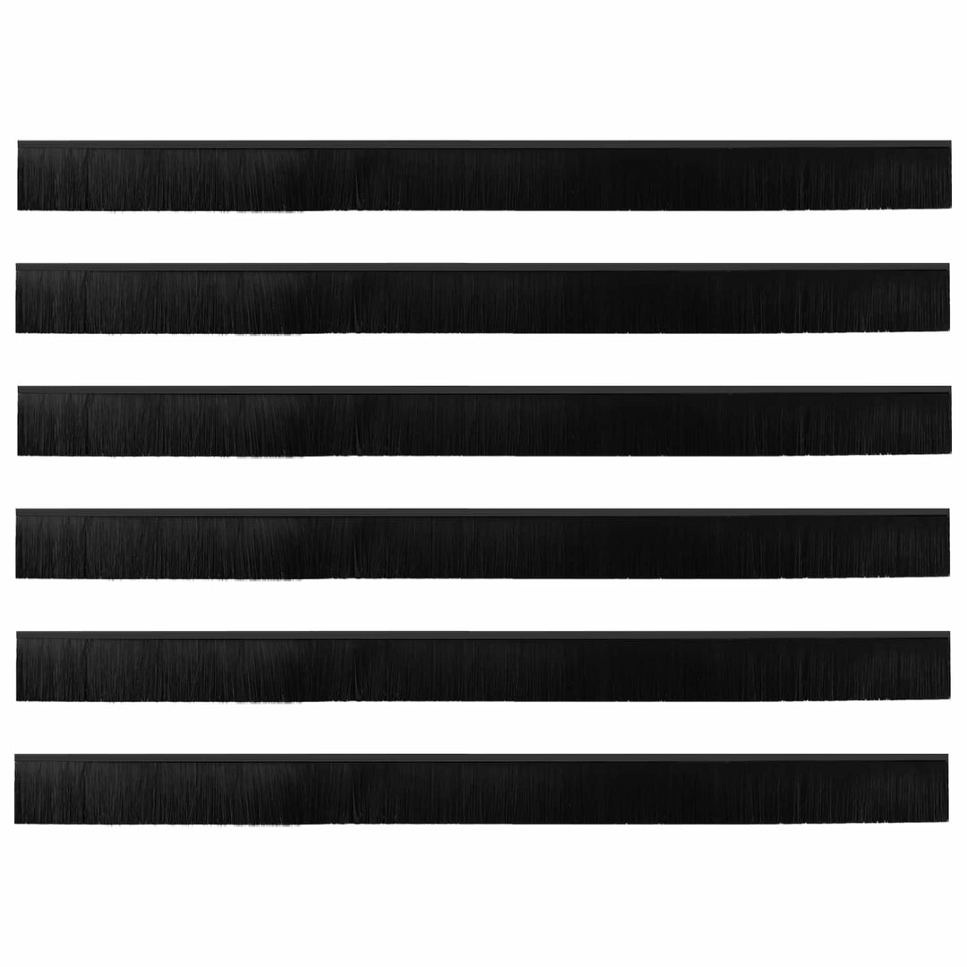 Selvklæbende dørbørstetætninger 6 pcs Sort 100 cm