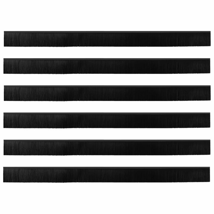 Selvklæbende dørbørstetætninger 6 pcs Sort 100 cm