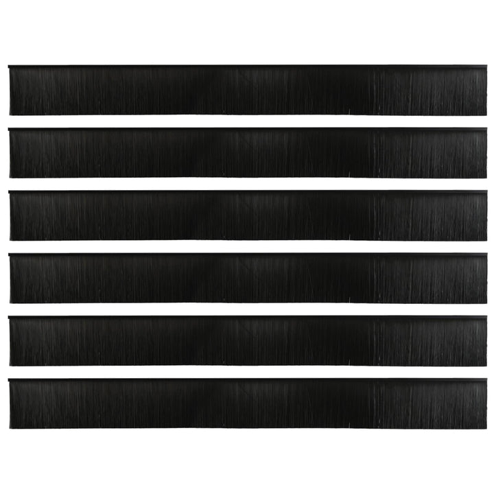 Selvklæbende dørbørstetætninger 6 pcs Sort 100 cm