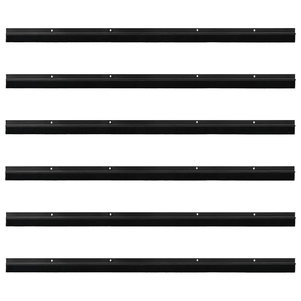 Skruemonterede dørbørste tætninger 6 pcs Sort 100 cm