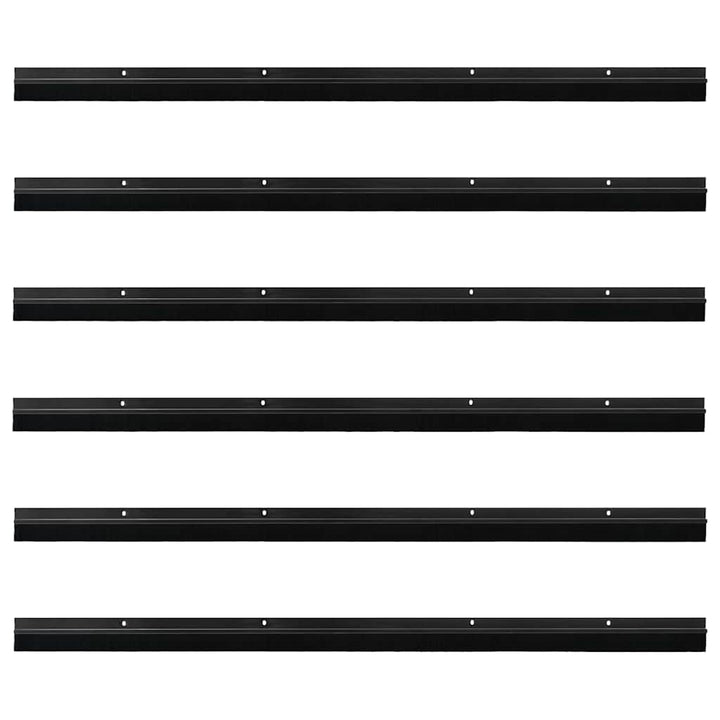 Skruemonterede dørbørste tætninger 6 pcs Sort 100 cm