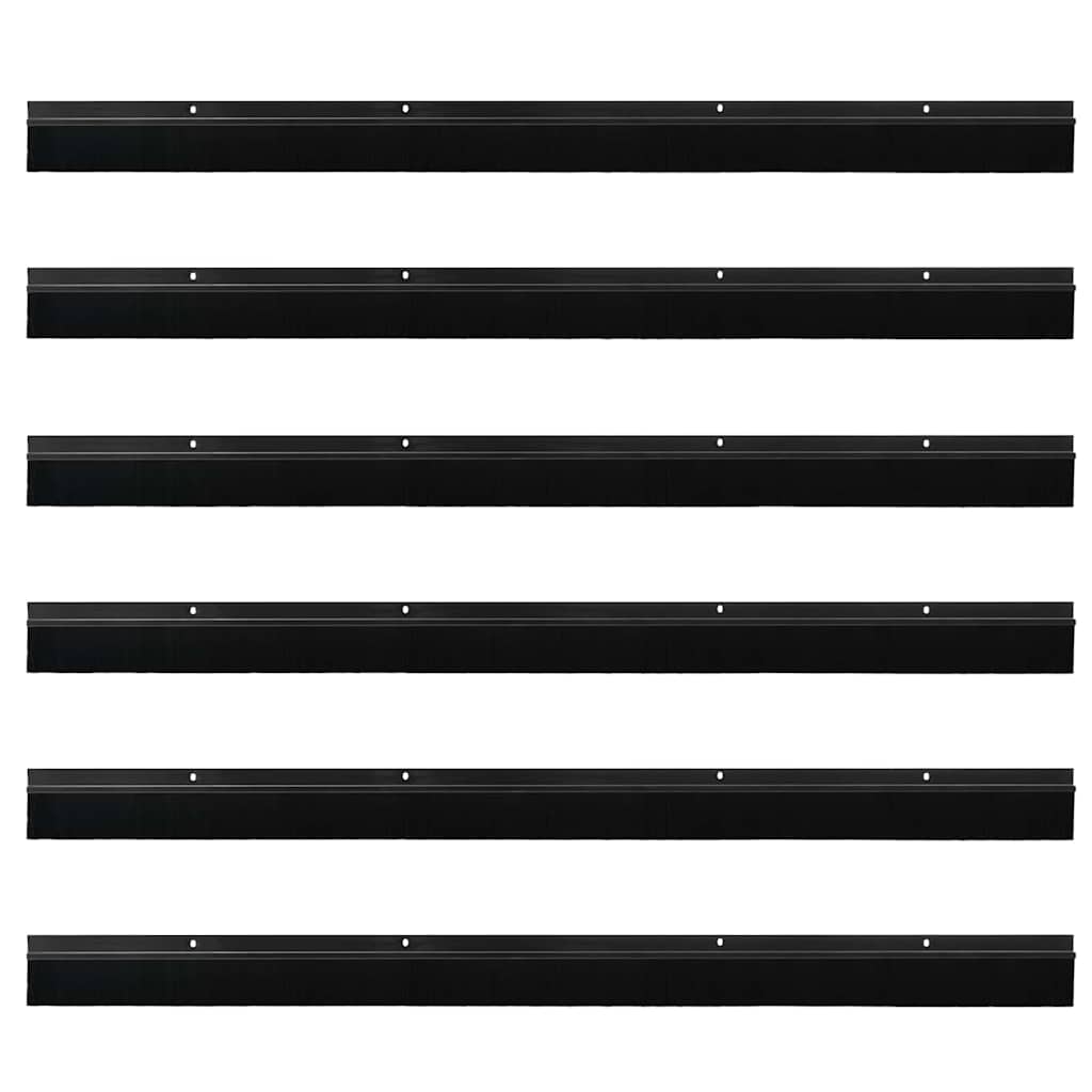 Skruemonterede dørbørste tætninger 6 pcs Sort 100 cm