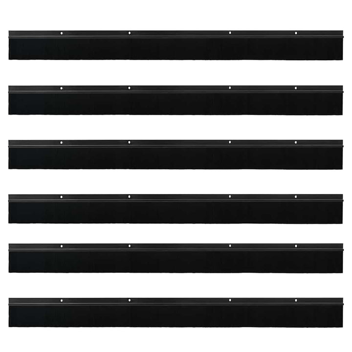 Skruemonterede dørbørste tætninger 6 pcs Sort 100 cm