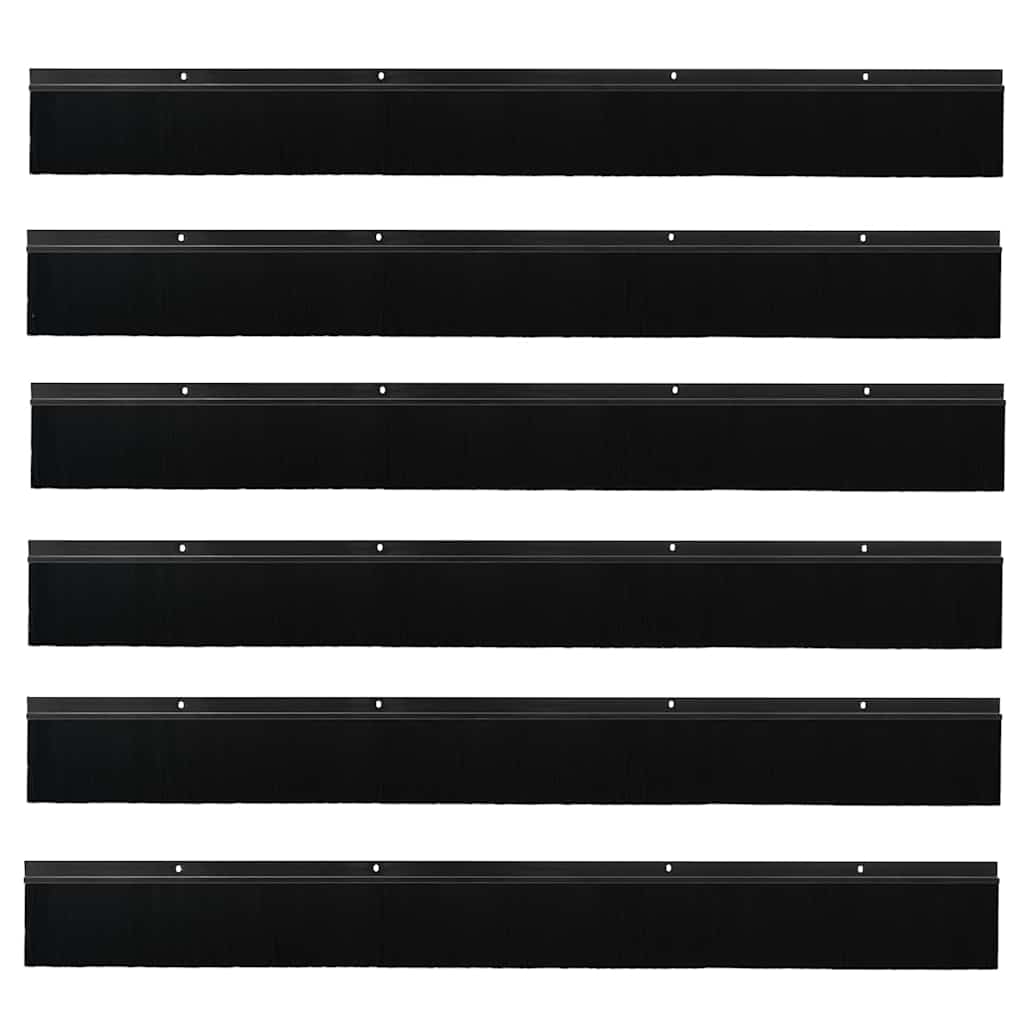 Skruemonterede dørbørste tætninger 6 pcs Sort 100 cm