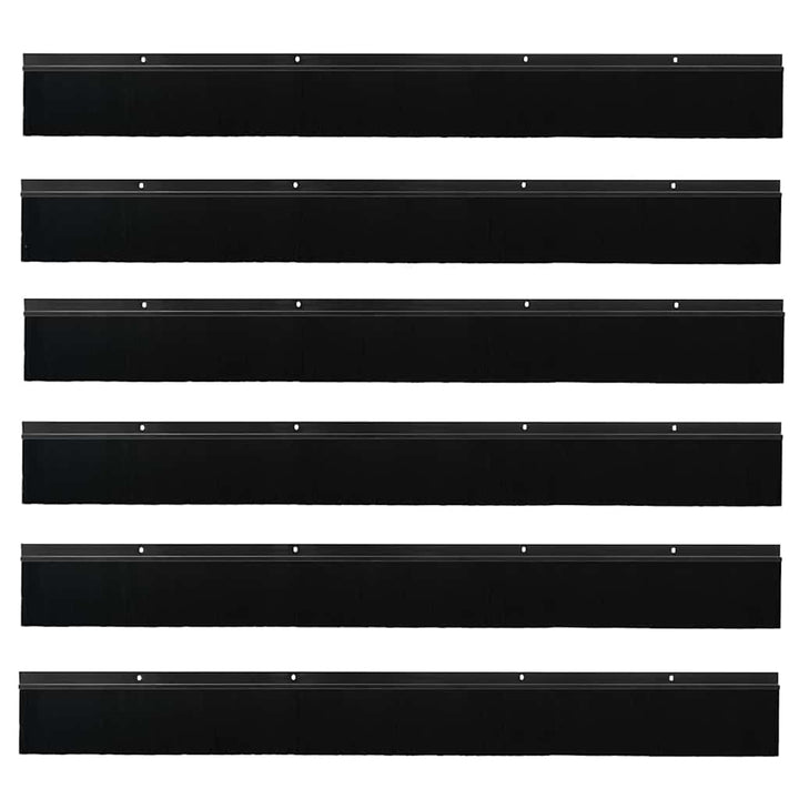 Skruemonterede dørbørste tætninger 6 pcs Sort 100 cm