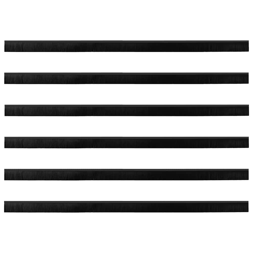 Skruemonterede dørbørste tætninger 6 pcs Sort 100 cm