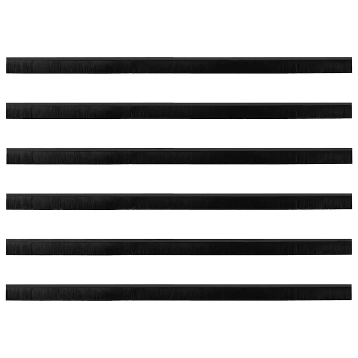 Skruemonterede dørbørste tætninger 6 pcs Sort 100 cm