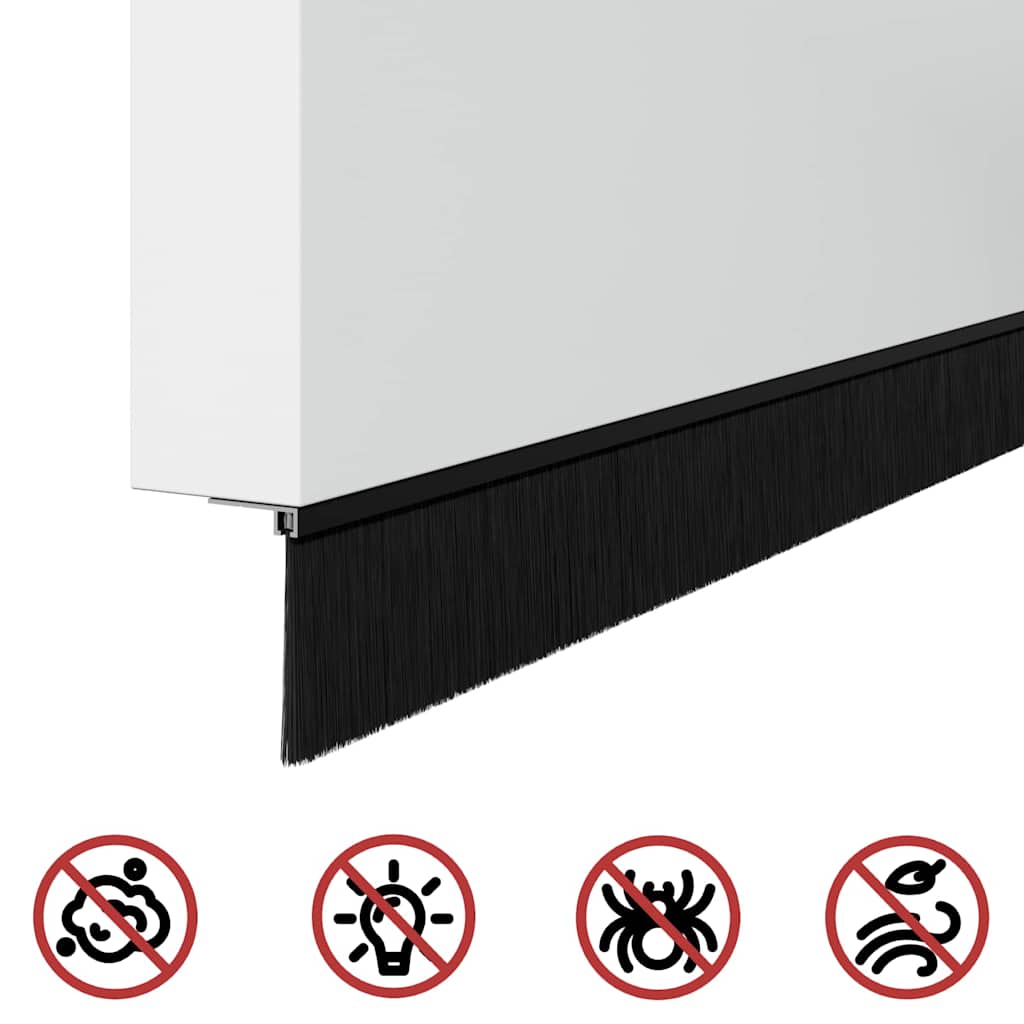 Skruemonterede dørbørste tætninger 6 pcs Sort 100 cm