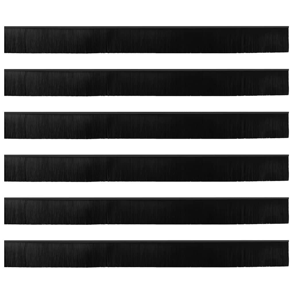 Skruemonterede dørbørste tætninger 6 pcs Sort 100 cm
