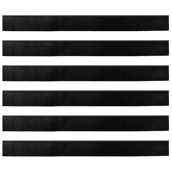 Skruemonterede dørbørste tætninger 6 pcs Sort 100 cm