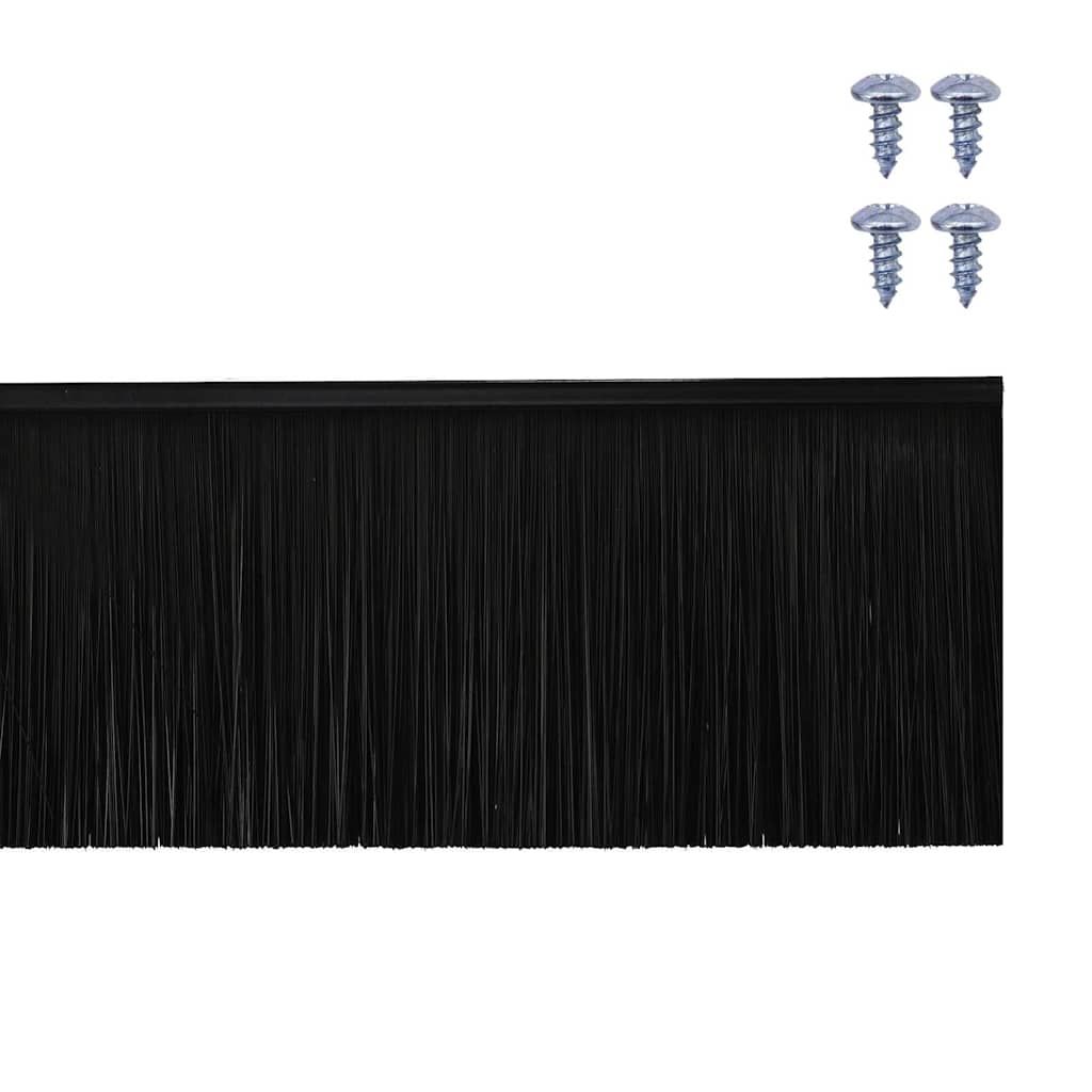 Skruemonterede dørbørste tætninger 6 pcs Sort 100 cm