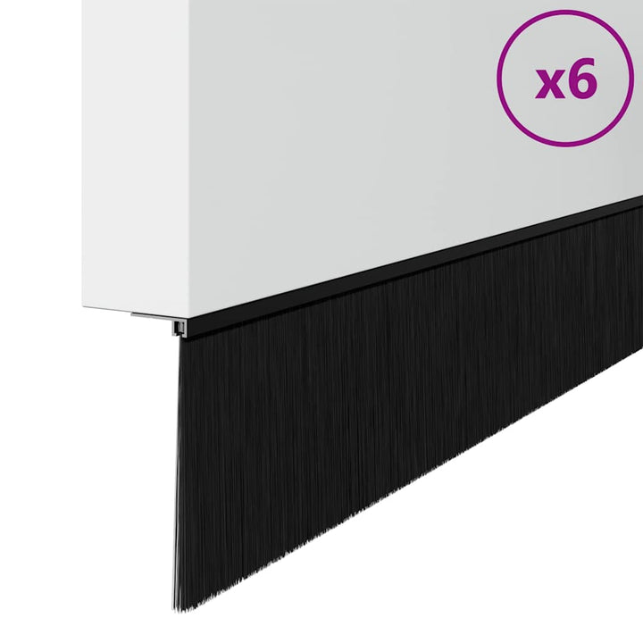 Skruemonterede dørbørste tætninger 6 pcs Sort 100 cm