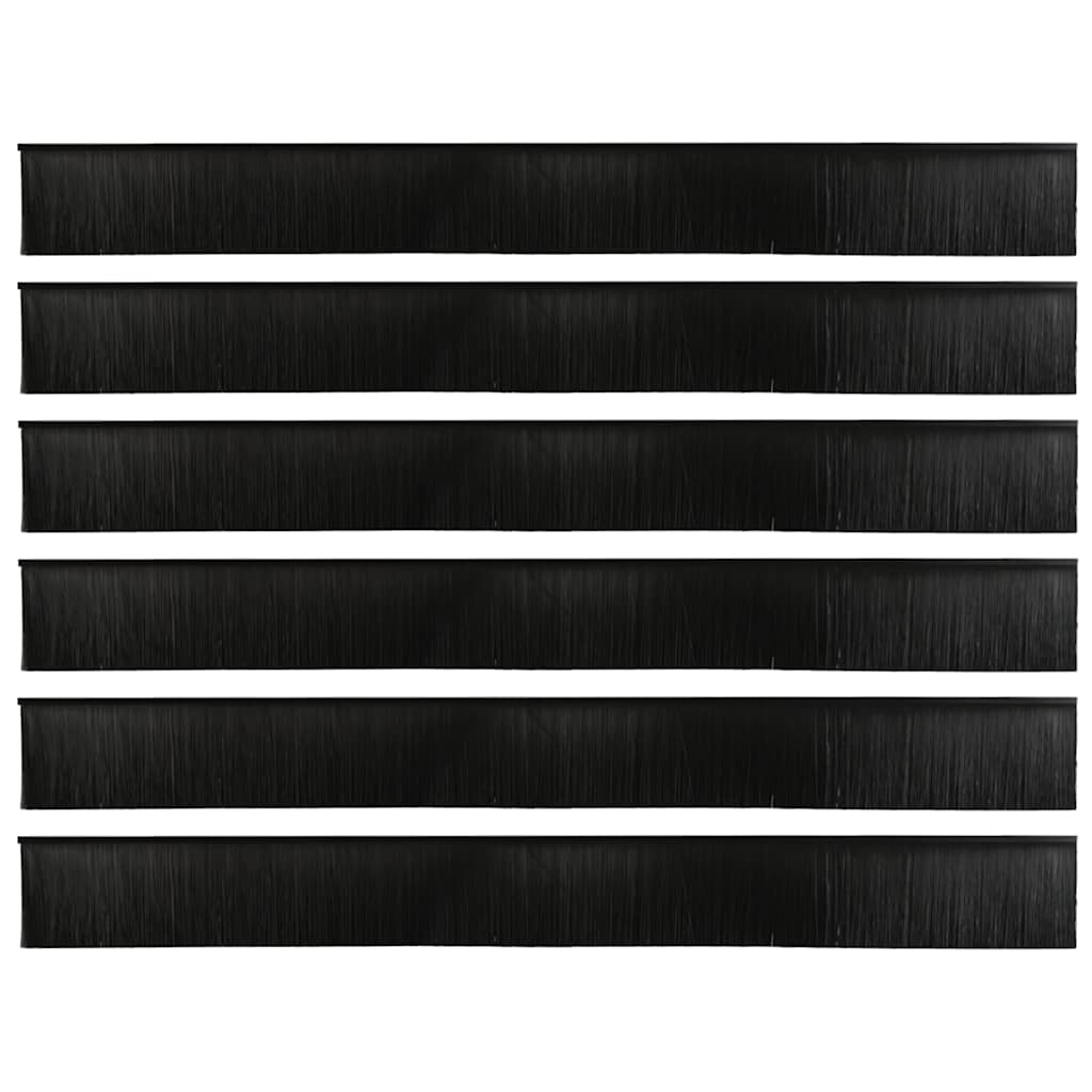 Skruemonterede dørbørste tætninger 6 pcs Sort 100 cm