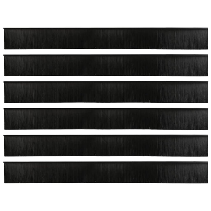 Skruemonterede dørbørste tætninger 6 pcs Sort 100 cm