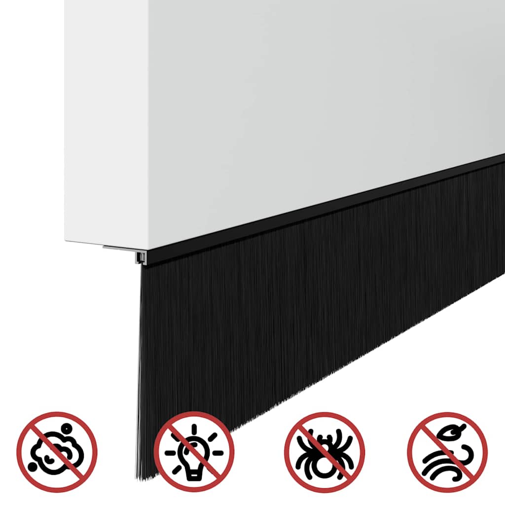 Skruemonterede dørbørste tætninger 6 pcs Sort 100 cm
