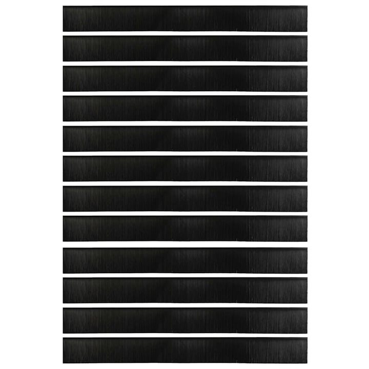Skruemonterede dørbørste tætninger 12 pcs Sort 100 cm