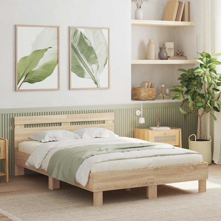 Sengestel med LED Sonoma 137 x 190 cm Konstrueret træ