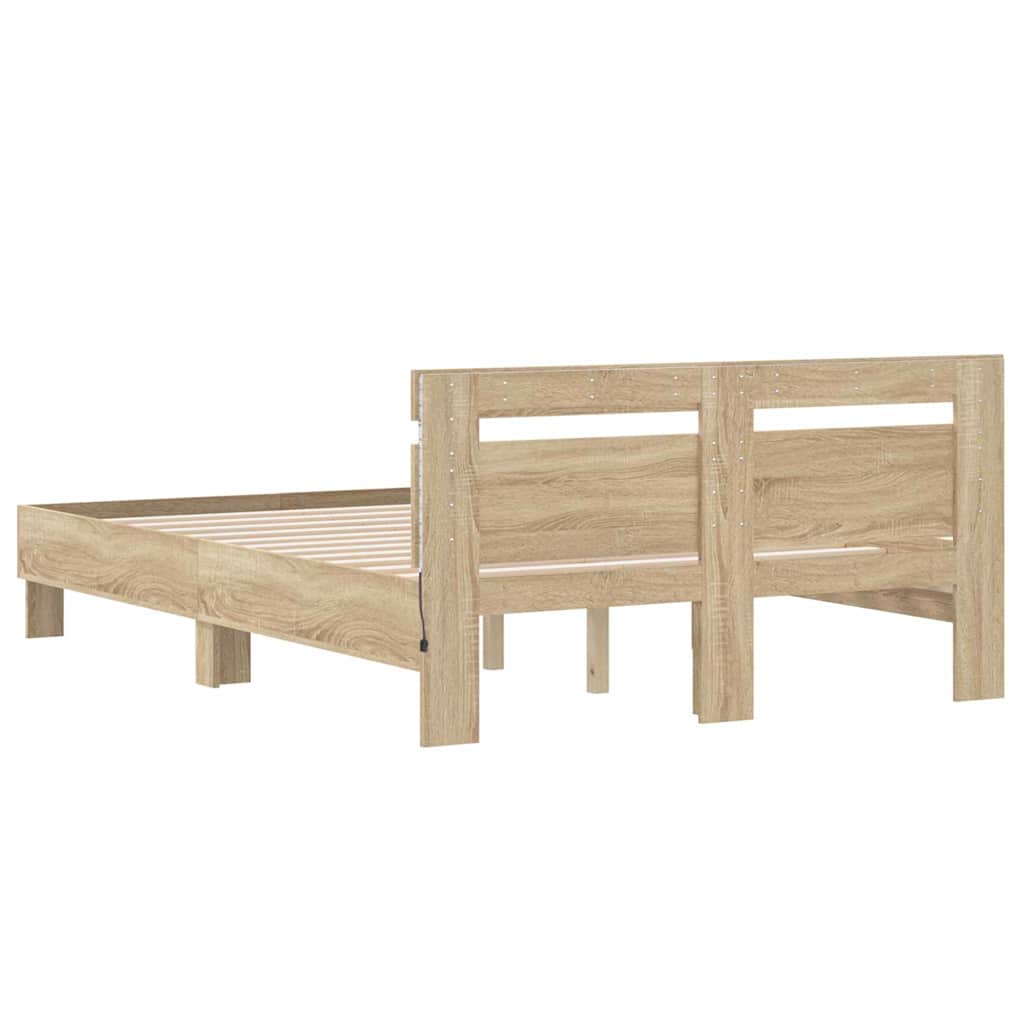 Sengestel med LED Sonoma 137 x 190 cm Konstrueret træ