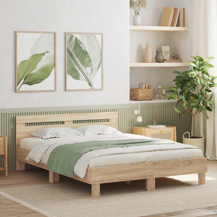 Sengestel med LED Sonoma 152 x 203 cm Konstrueret træ