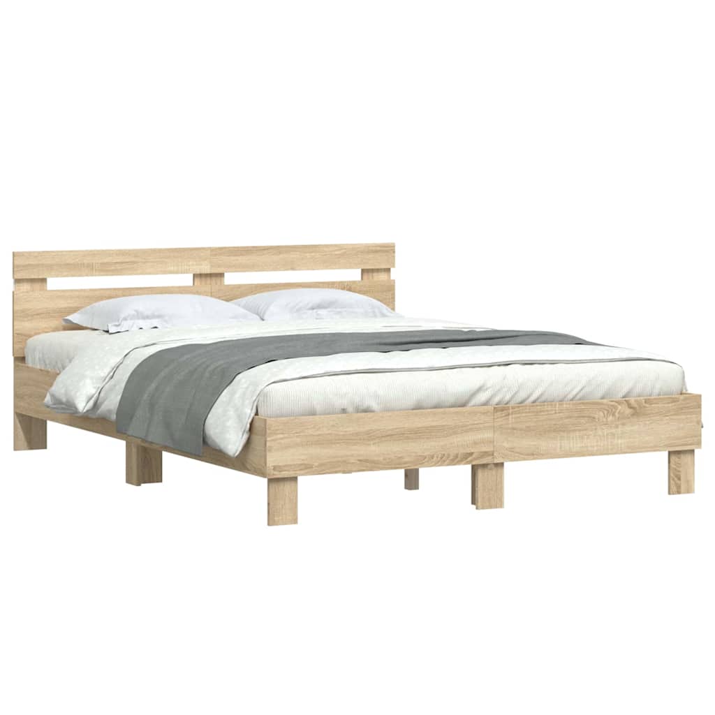 Sengestel med LED Sonoma 152 x 203 cm Konstrueret træ