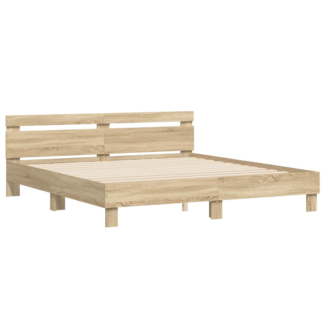 Sengestel med LED Sonoma 193 x 203 cm Konstrueret træ