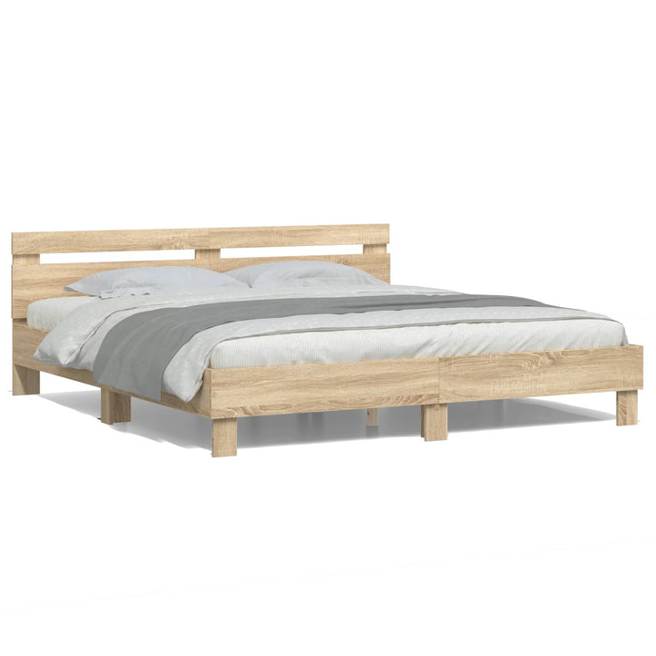 Sengestel med LED Sonoma 193 x 203 cm Konstrueret træ