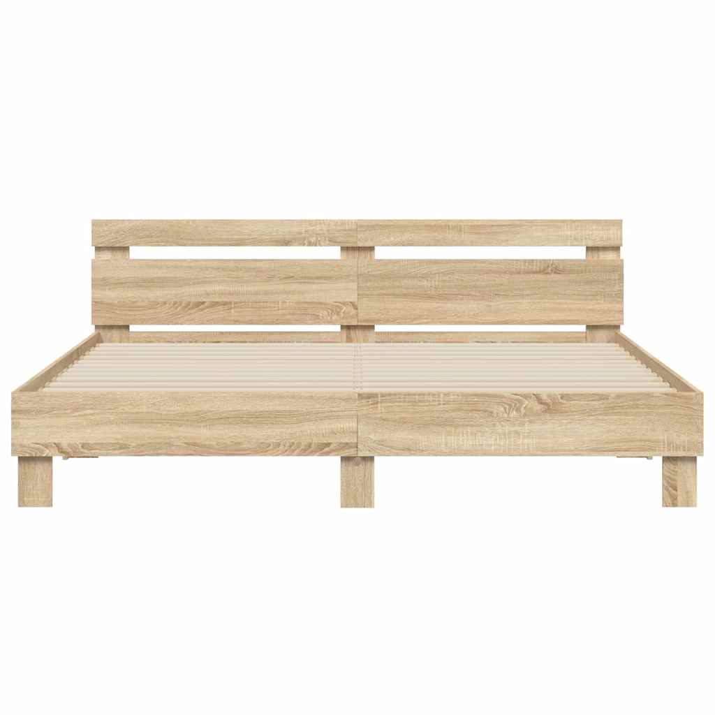 Sengestel med LED Sonoma 193 x 203 cm Konstrueret træ