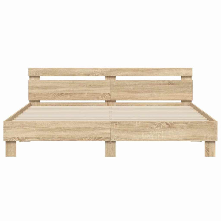 Sengestel med LED Sonoma 193 x 203 cm Konstrueret træ