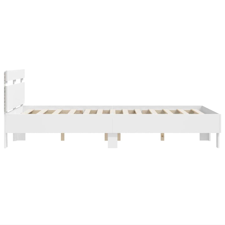 Sengestel med LED Hvid 137 x 190 cm Konstrueret træ