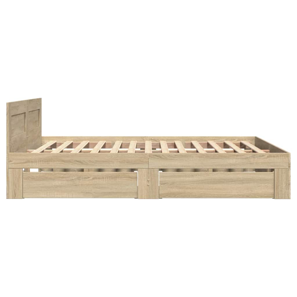 Sengestel med skuffe Sonoma 137 x 188 cm Konstrueret træ