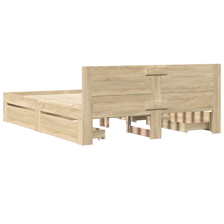 Sengestel med skuffe 2 pcs Sonoma 153 x 203 cm Konstrueret træ