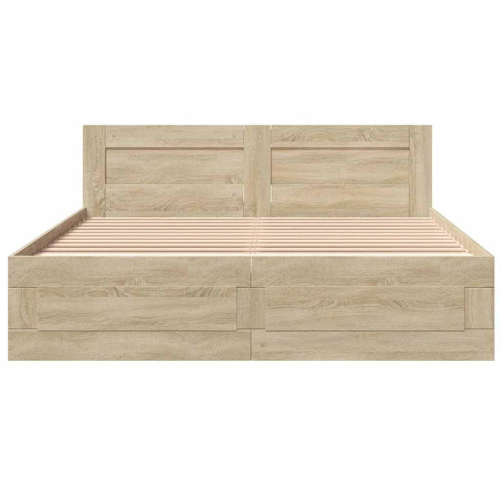 Sengestel med skuffe 2 pcs Sonoma 153 x 203 cm Konstrueret træ