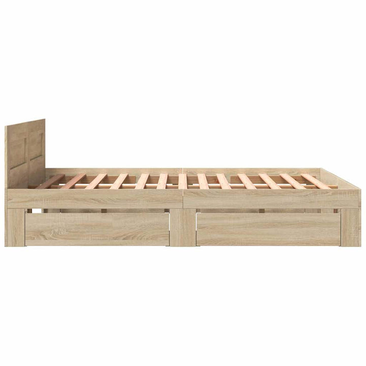 Sengestel med skuffe 2 pcs Sonoma 153 x 203 cm Konstrueret træ