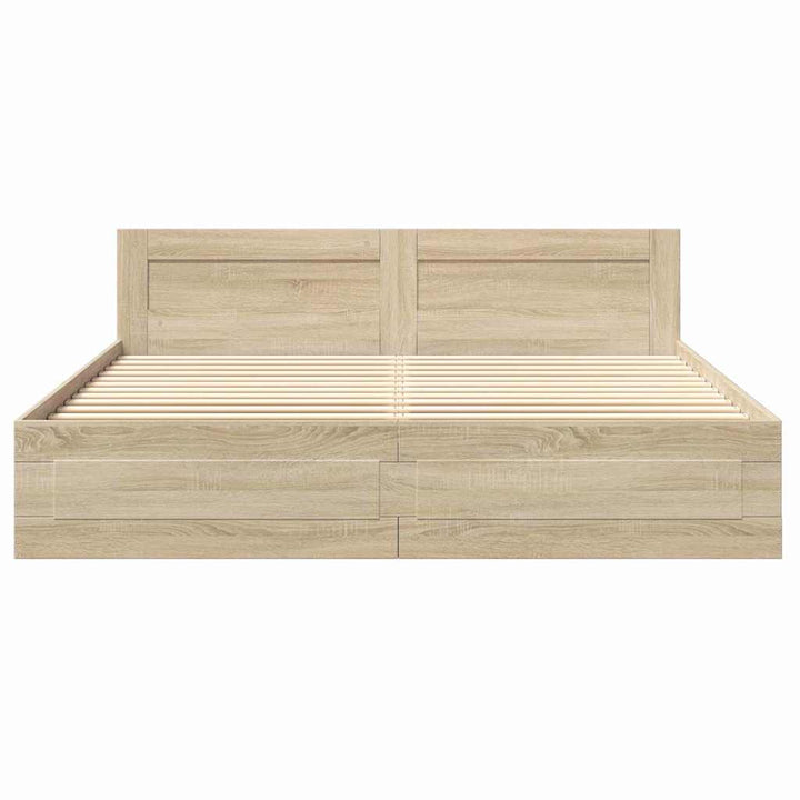 Sengestel med skuffe Sonoma 193 x 203 cm Konstrueret træ