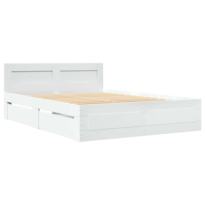 Sengestel med skuffe Hvid 137 x 188 cm Konstrueret træ