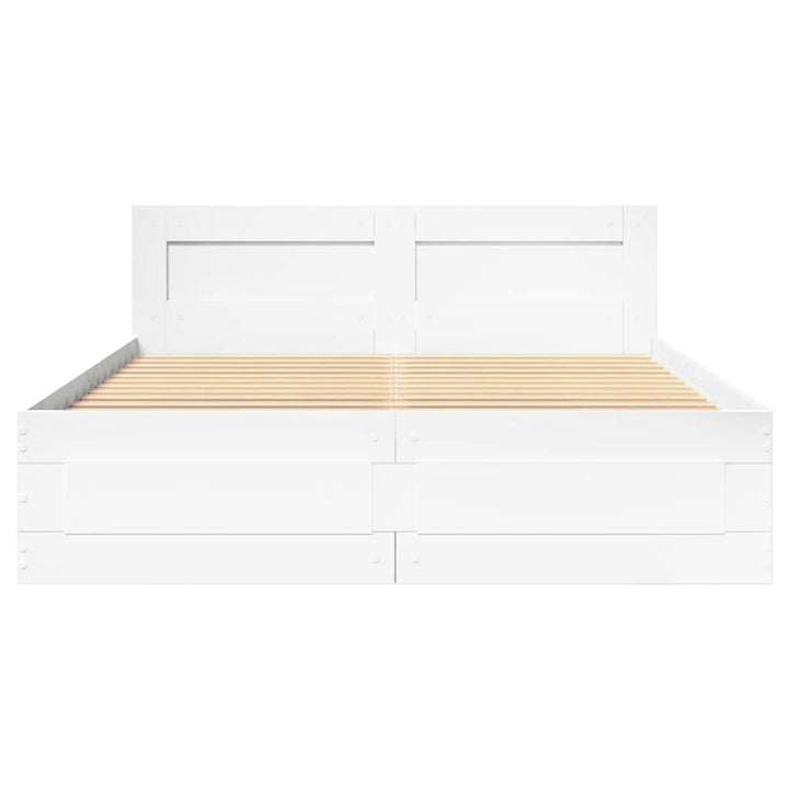 Sengestel med skuffe Hvid 137 x 188 cm Konstrueret træ