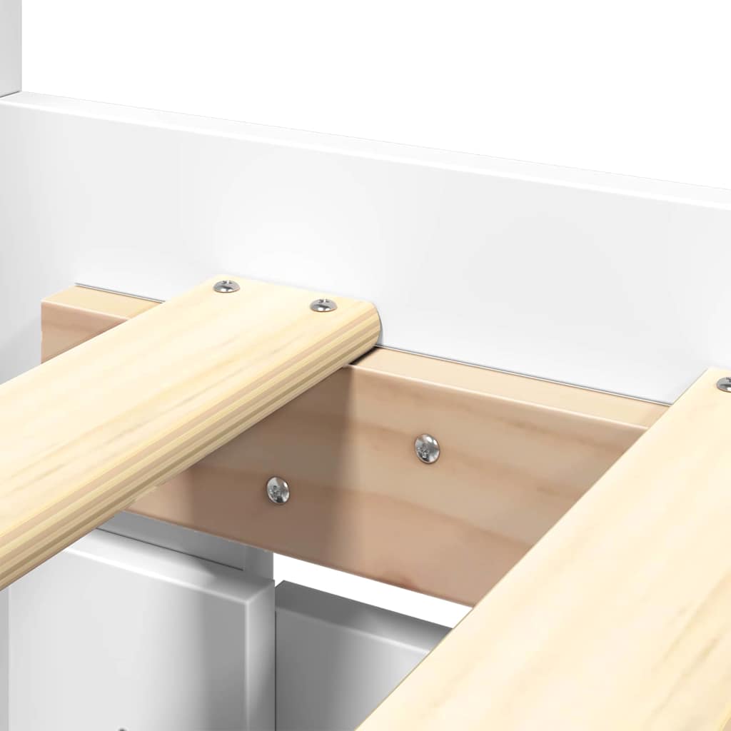 Sengestel med skuffe 2 pcs Hvid 150 x 200 cm Konstrueret træ